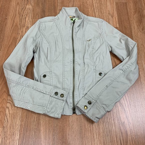 Hollister Jackets & Blazers - Hollister Trucker Jacket Womens Small Brown Tan Beige Khaki Outdoor Coat